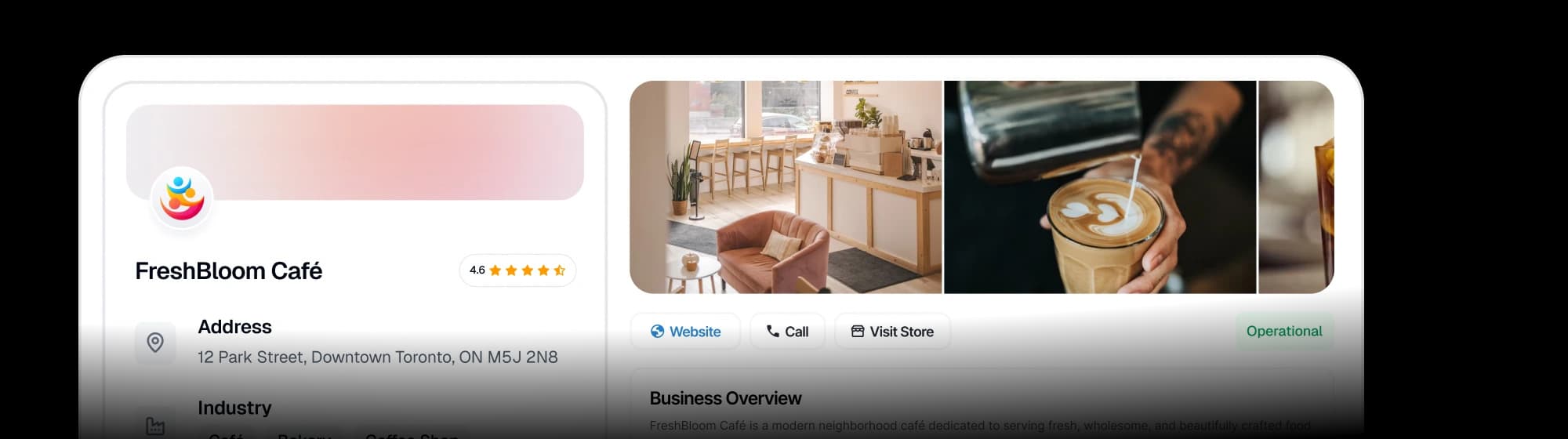 Provides business info from your website or Google listing